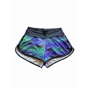 Lululemon 8 Drop It Low Run Shorts Rio Nights Multi Purple Roll Waist Mid Rise